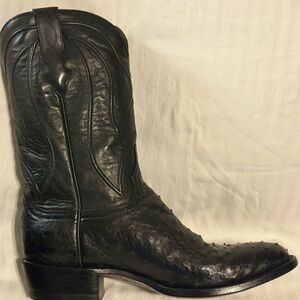 SOLD——Allen’s Boot Co. Men's Black Ostrich Handmade Western Boots